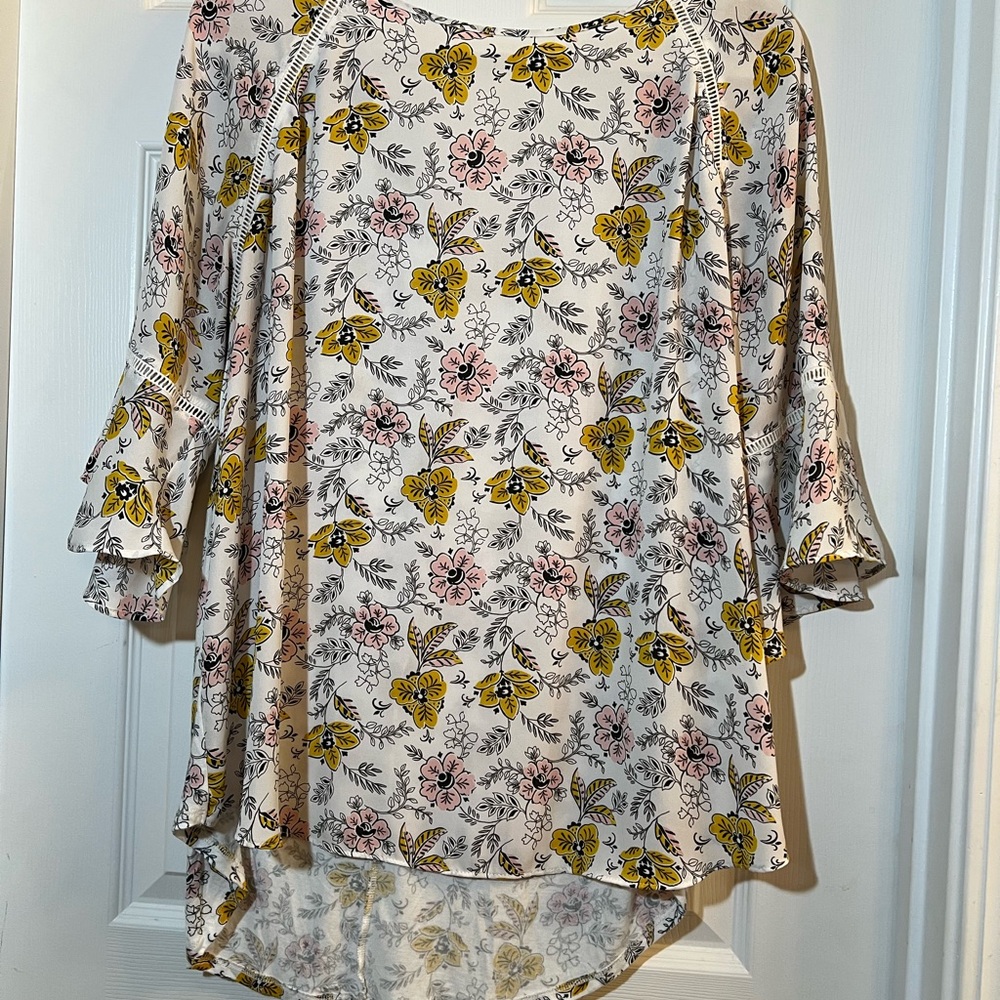 LOFT Floral Print Tunic - Yellow and Pink